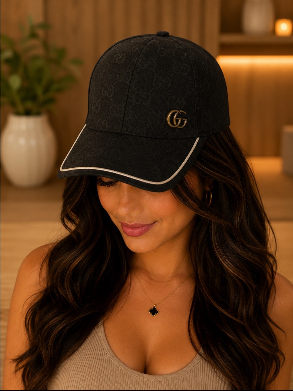 Black Monogram Baseball Cap